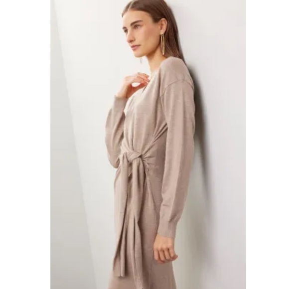 Modern Citizen Lenese Midi Sweater Dress Tie Waist Long Sleeve - Picture 4 of 12